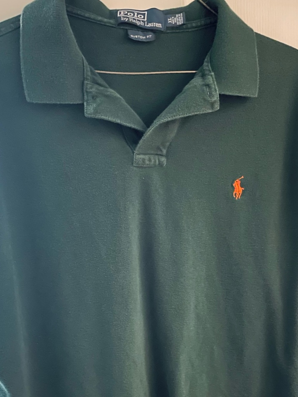 Ralph Lauren Dark Green Polo with Orange Pony Logo